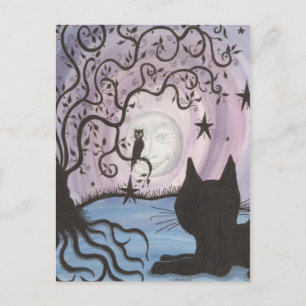 Kantelende kat met de maanpostkaart briefkaart