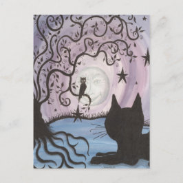 Kantelende kat met de maanpostkaart briefkaart