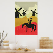 Kanteling bij windmolens Don Quichot Poster (Keuken)