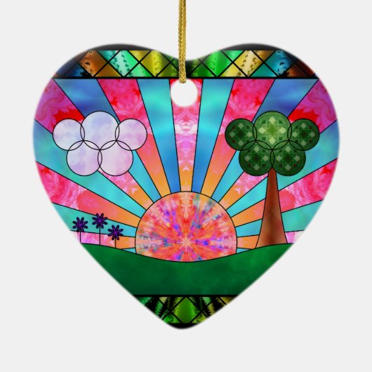 Kanteltje van de zon keramisch ornament (Achterkant)