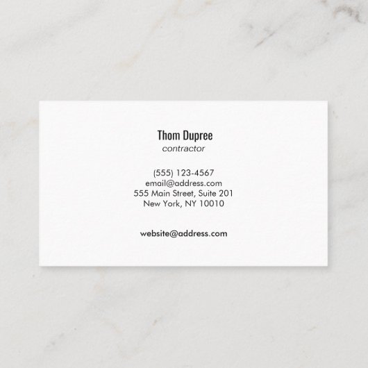 Kantelvliegtuig en carpentrale visitekaartje (Achterkant)