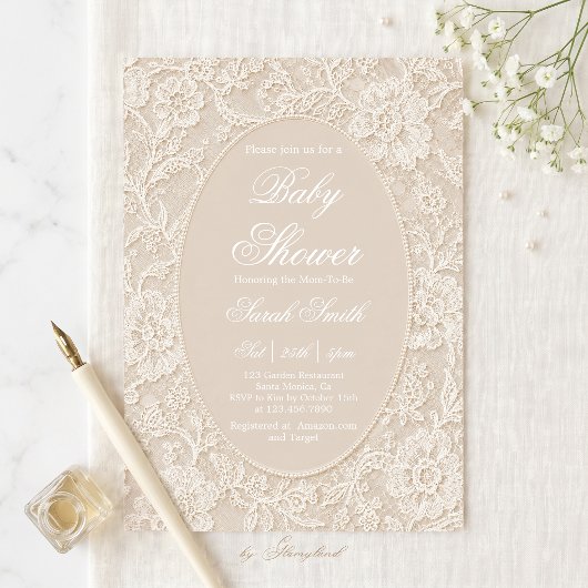 Kanten Baby Shower Kaart