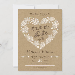 Kanten Bladeren - Verliefd, Opsparen voor de Datum Save The Date