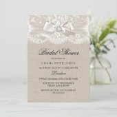 Kanten Boog & Jute Vintage Bruiloft Uitnodiging (Staand voorkant)