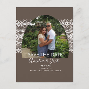 Kanten Boog Save the Date Foto Ansichtkaart Briefkaart