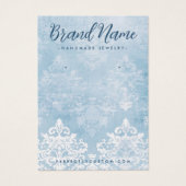  kanten damast stoffige blauwe oorbel kaart (Voorkant)