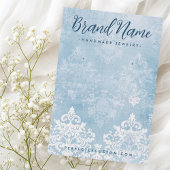  kanten damast stoffige blauwe oorbel kaart