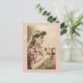 kanten en boeketjes victoriaanse dame briefkaart (Staand voorkant)