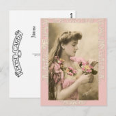 kanten en boeketjes victoriaanse dame briefkaart (Voorkant / Achterkant)