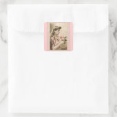 kanten en boeketjes victoriaanse dame vierkante sticker (Tas)