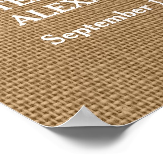 Kanten en jute bruiloft gepersonaliseerde poster (Hoek)