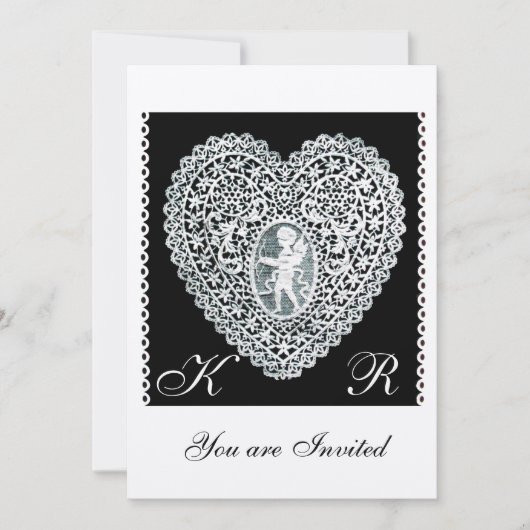 KANTEN HART MONOGRAM viltpapier CUPIDO Kaart (Voorkant)