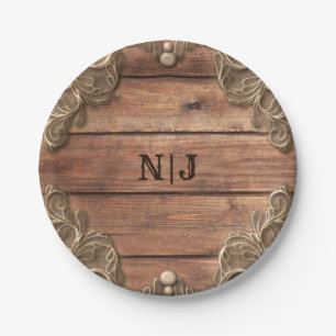 Kanten Hout Rustieke Oude Westerse Elegante Bruilo Papieren Bordje