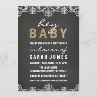Kanten & Jute Baby Shower Uitnodiging