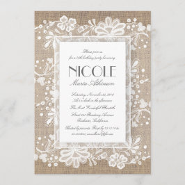 Kanten Kant en Jute Elegant Verjaardagsfeest Kaart