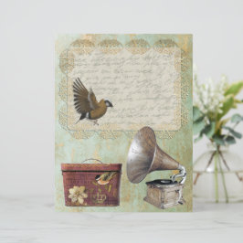  kanten label Gramophone Petten doos Goud papier