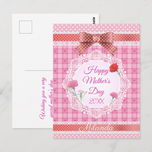 Kanten lint Happy Moederdag Briefkaart (Voorkant / Achterkant)