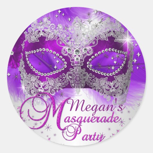 Kanten masker paars zilver masquerade sticker (Voorkant)
