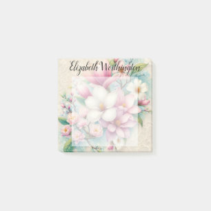 Kanten monogram roze paarse magnolia bloem post-it® notes