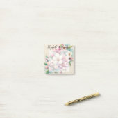 Kanten monogram roze paarse magnolia bloem post-it® notes (Op bureau)