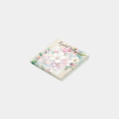 Kanten monogram roze paarse magnolia bloem post-it® notes (Schuin)