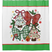 Kanten Plaid Coquette Voor Kerstmis Douchegordijn (Voorkant)