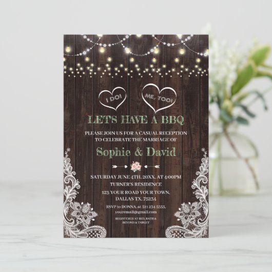 Kanten Roze Blush Bloem Slingerlampen Schuur I DO  Kaart (Staand voorkant)