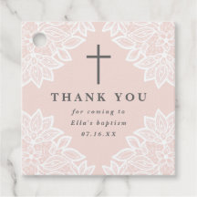 Kanten roze doop bedank je favor tags vintage