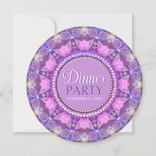 Kanten roze paarse mooie dames dinerfeest kaart