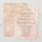 Kanten rozen oude papieren verlovingsfeest kaart (Voorkant / Achterkant)