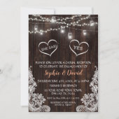 Kanten snoer lichten hout ze zei ja verloving kaart (Voorkant)