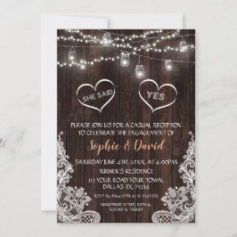 Kanten snoer lichten hout ze zei ja verloving kaart