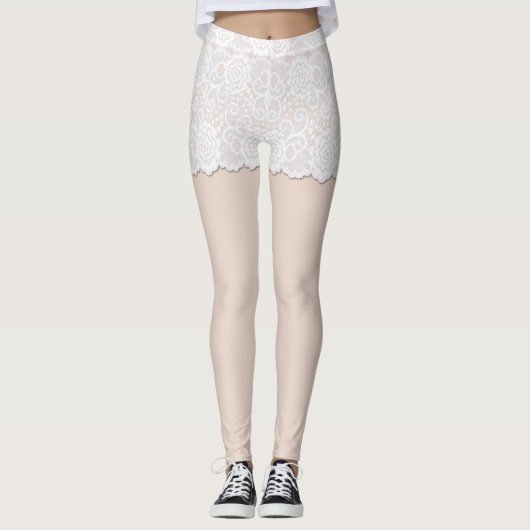 Kanten taille look spandex leggings (Voorkant)