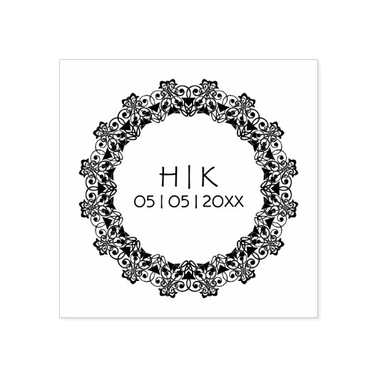 Kanten trouw initials rubberstempel (Afrduk)