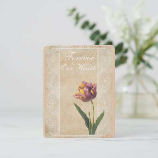  kanten tulpen voor altijd in onze harten begrafen kaart (Staand voorkant)
