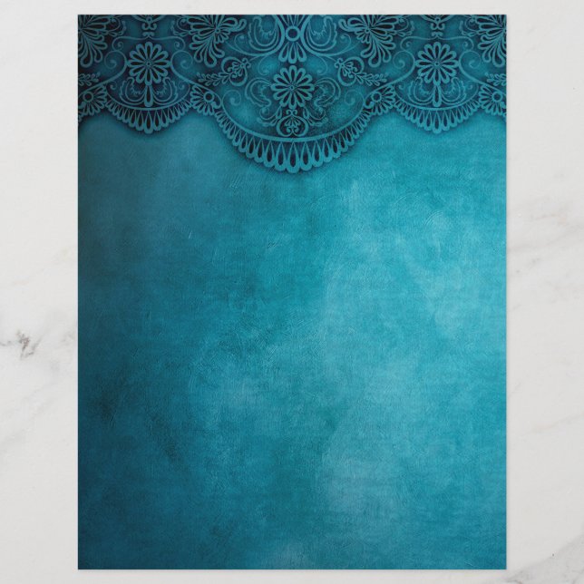 Kanten Turquoise Grunge Scrapbooking Ambachtelijk  (Voorkant)