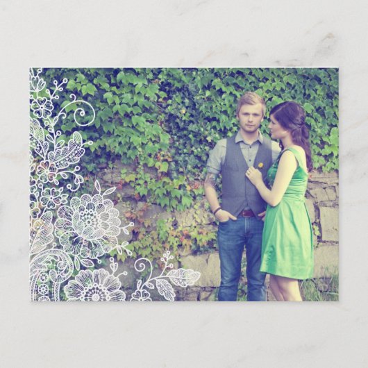 Kanten uit het verleden - Bewaar de datum Aankondigingskaart (Voorkant)