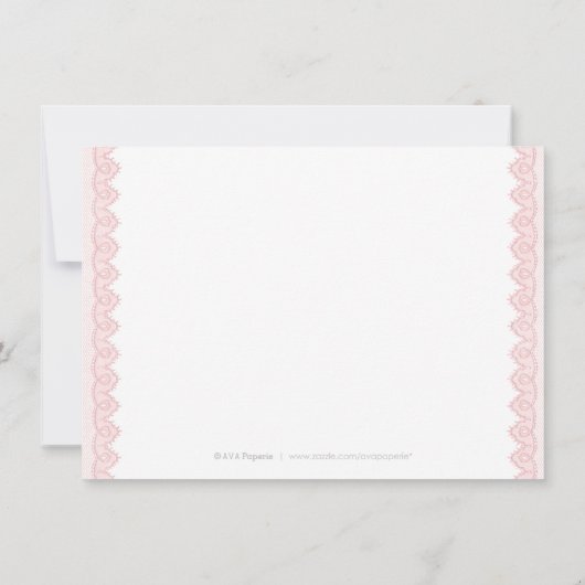 kanten vintage bruiloftsontvangstkaart op rustieke kaart (Achterkant)