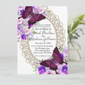 Kanten Vlinders Bruiloft Uitnodiging (Staand voorkant)