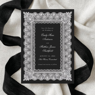 Kantenen Kantwerk Zwart Vintage Stijl Foto Bruilof Save The Date