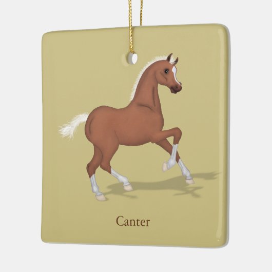 Kanterende orstaarten van het paard keramisch ornament (Links)