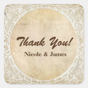 Kantframe voor bruiloft in vintage stijl sticker