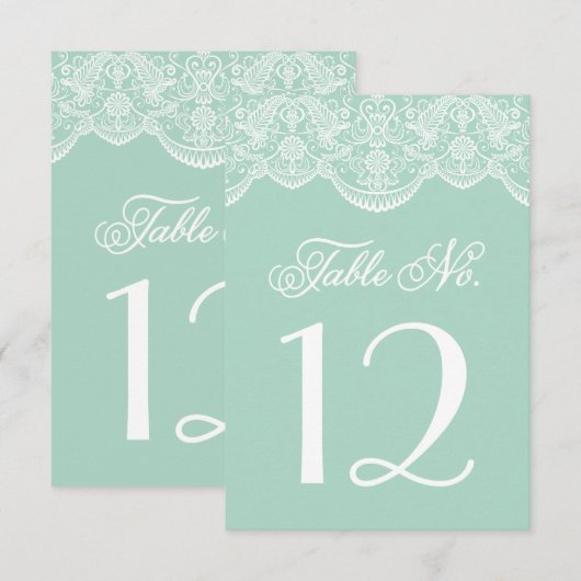 Kantige tafelnummerkaart in vintage chic brokaat kaart (Voorkant / Achterkant)