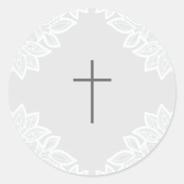 Kantkruis doopstickers vintage ronde sticker
