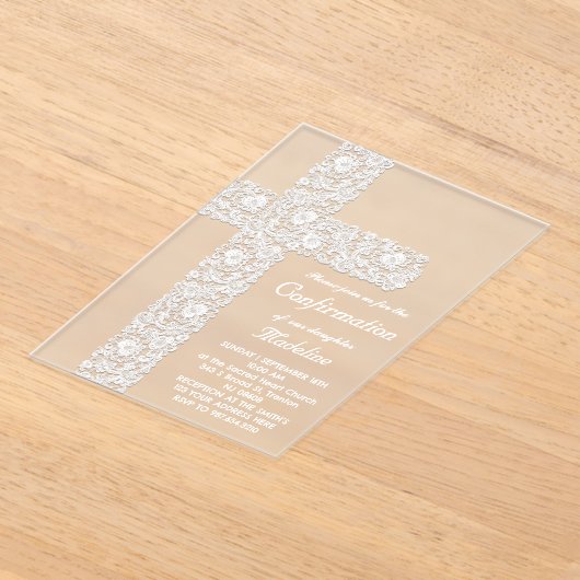 kantkruisontwerp | Confirmation!REMOVE! Acryl Uitnodigingen (Laagn)