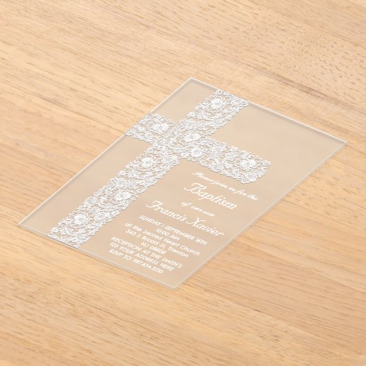 kantkruisontwerp | doop acryl uitnodigingen (Laagn)