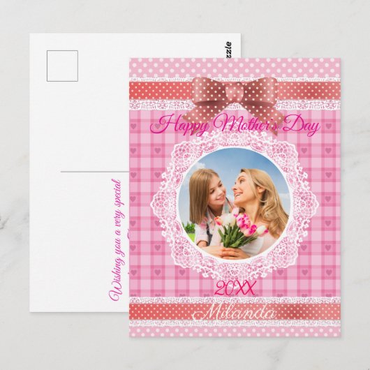 Kantlint Gelukkige Moederdag Briefkaart (Voorkant / Achterkant)
