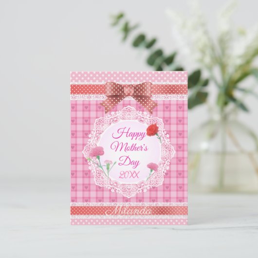 Kantlint Happy Moederdag Briefkaart (Staand voorkant)