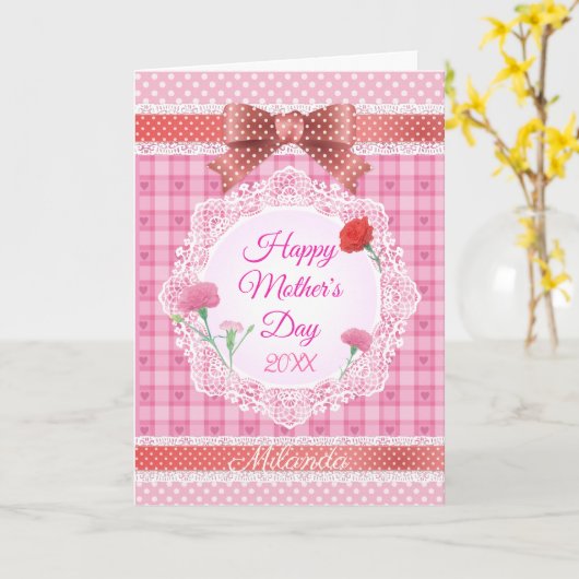 Kantlint Happy Moederdag Kaart (Gele Bloem)