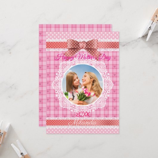 Kantlint Happy Moederdag Kaart (Voorkant / Achterkant in situ)